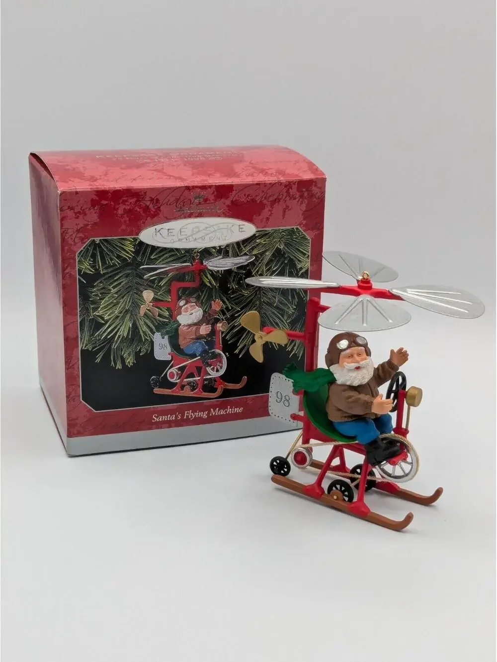 Hallmark Keepsake Santa's Flying Machine 1998, Handcrafted Ornament, Tin, NEW